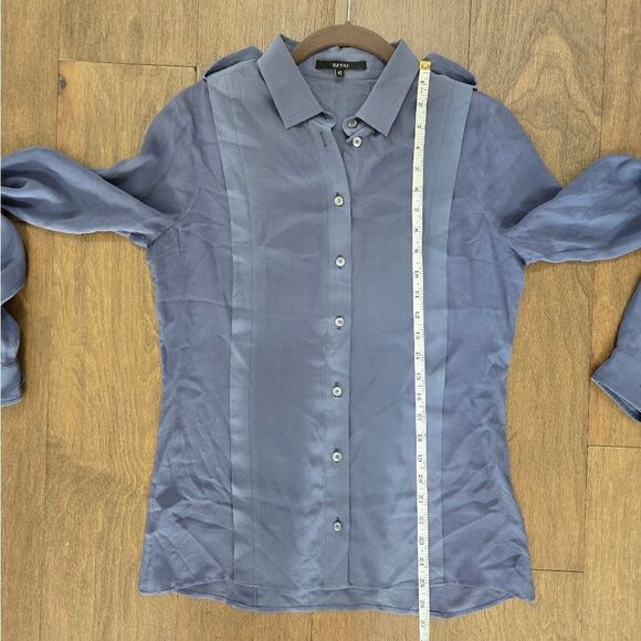 GUCCI Blue Silk Blouse Shirt Top size 42 6 - Picture 11 of 11